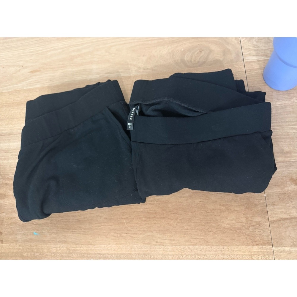 Torrid Black Fleece Lined Leggings Womens Size 3 Plus Pull On Pockets Warm